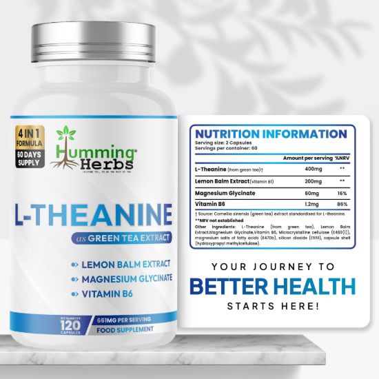 Picture of Humming Herbs L-Theanine Capsules 120 – 4-in-1 Formula