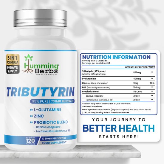 Picture of Humming Herbs Tributyrin Capsules 120 | 5-in-1 Formula
