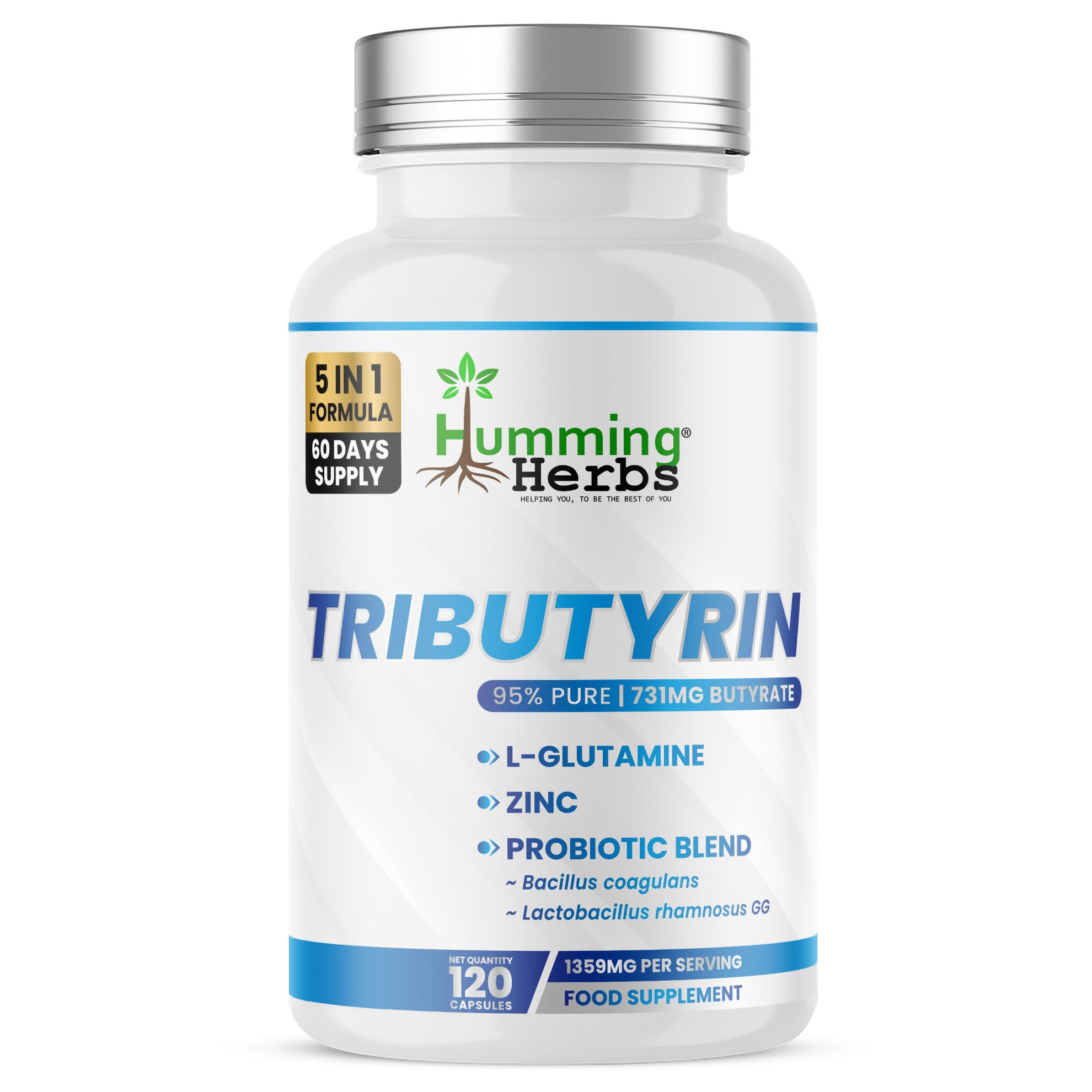 Picture of Humming Herbs Tributyrin Capsules 120 | 5-in-1 Formula