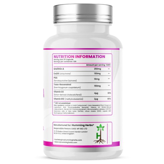 Picture of Humming Herbs Urolithin A Capsules – 6-in-1 Formula, 120 Capsules