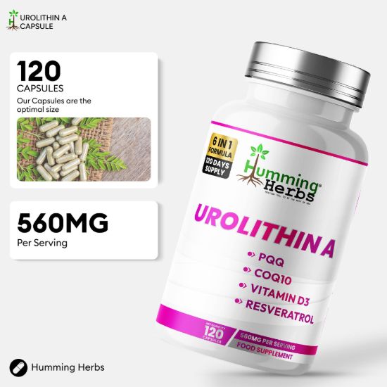 Picture of Humming Herbs Urolithin A Capsules – 6-in-1 Formula, 120 Capsules