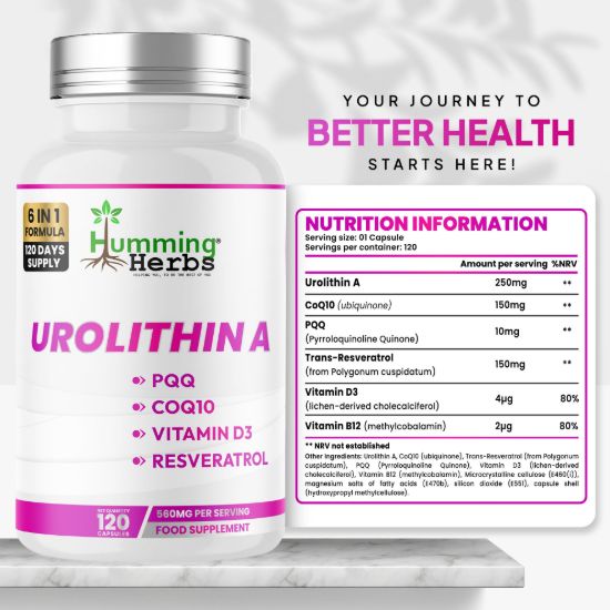 Picture of Humming Herbs Urolithin A Capsules – 6-in-1 Formula, 120 Capsules