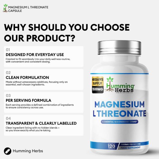 Picture of Humming Herbs Magnesium L-Threonate Capsules 1500mg