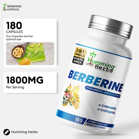Picture of Humming Herbs Berberine 3-in-1 Capsules | 180 Capsules