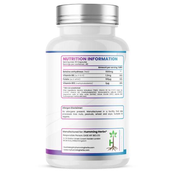 Picture of Humming Herbs TMG Trimethylglycine Capsules 1500mg 120s