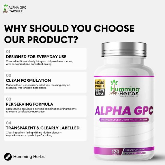 Picture of Humming Herbs Alpha GPC 600mg Capsules