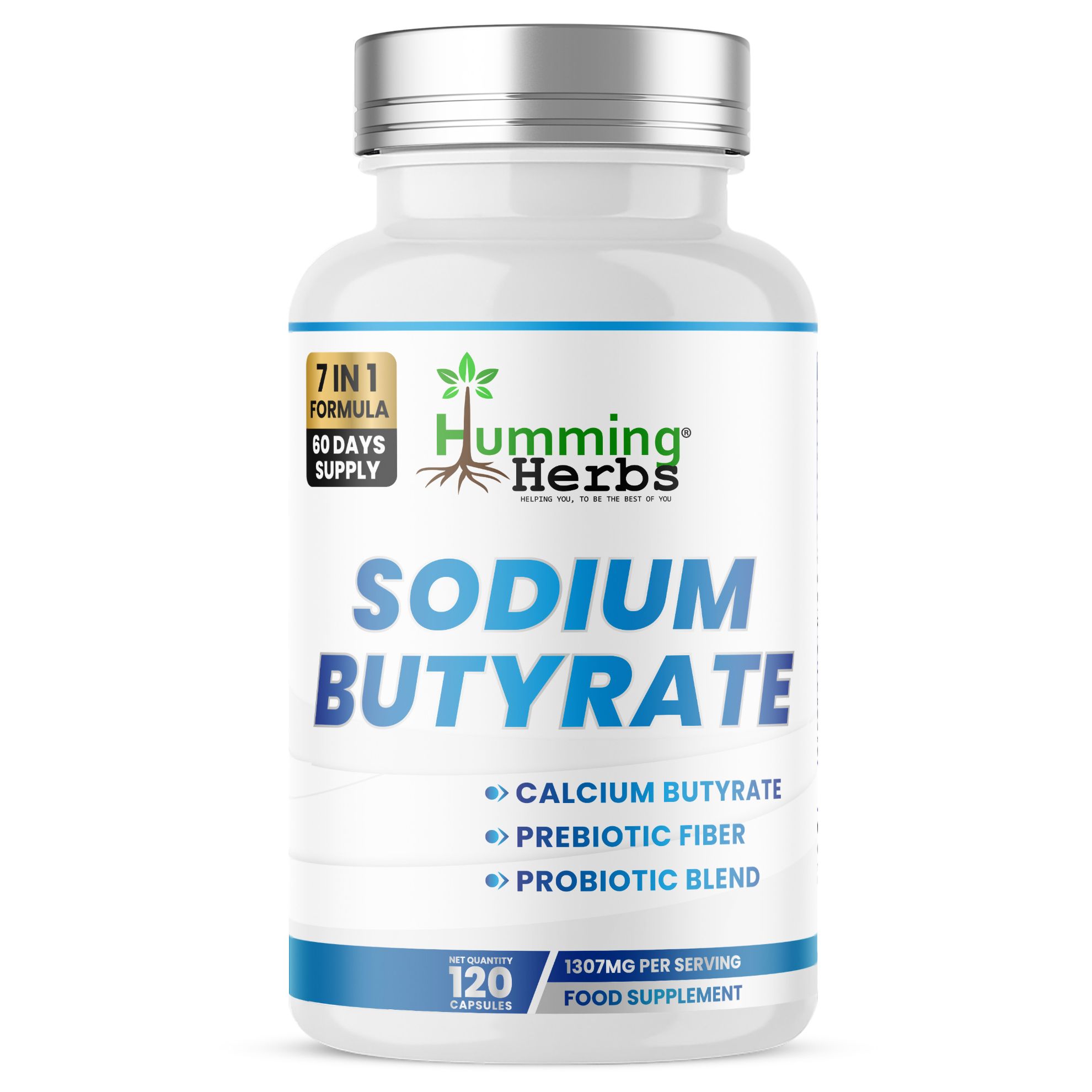 Picture of Humming Herbs Sodium Butyrate Capsules 120 — 7 in 1 Formula