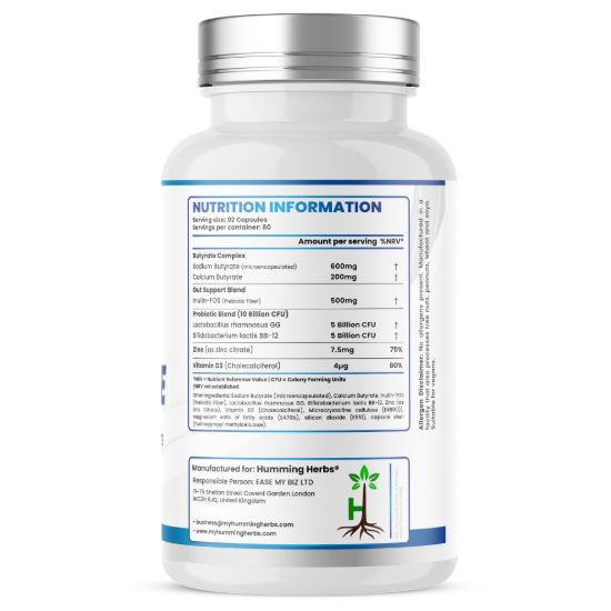 Picture of Humming Herbs Sodium Butyrate Capsules 120 — 7 in 1 Formula