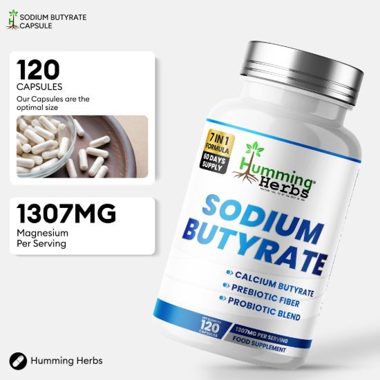 Picture of Humming Herbs Sodium Butyrate Capsules 120 — 7 in 1 Formula