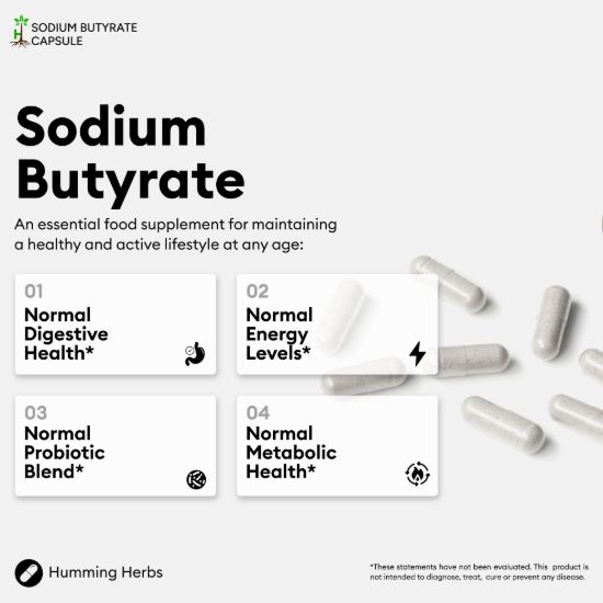 Picture of Humming Herbs Sodium Butyrate Capsules 120 — 7 in 1 Formula