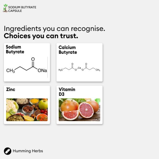 Picture of Humming Herbs Sodium Butyrate Capsules 120 — 7 in 1 Formula