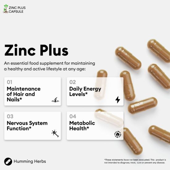 Picture of Humming Herbs Zinc Plus Capsules | 200 Capsules | 6-in-1 Formula