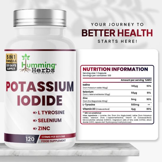 Picture of Humming Herbs Potassium Iodide Capsules – 5-in-1 Formula