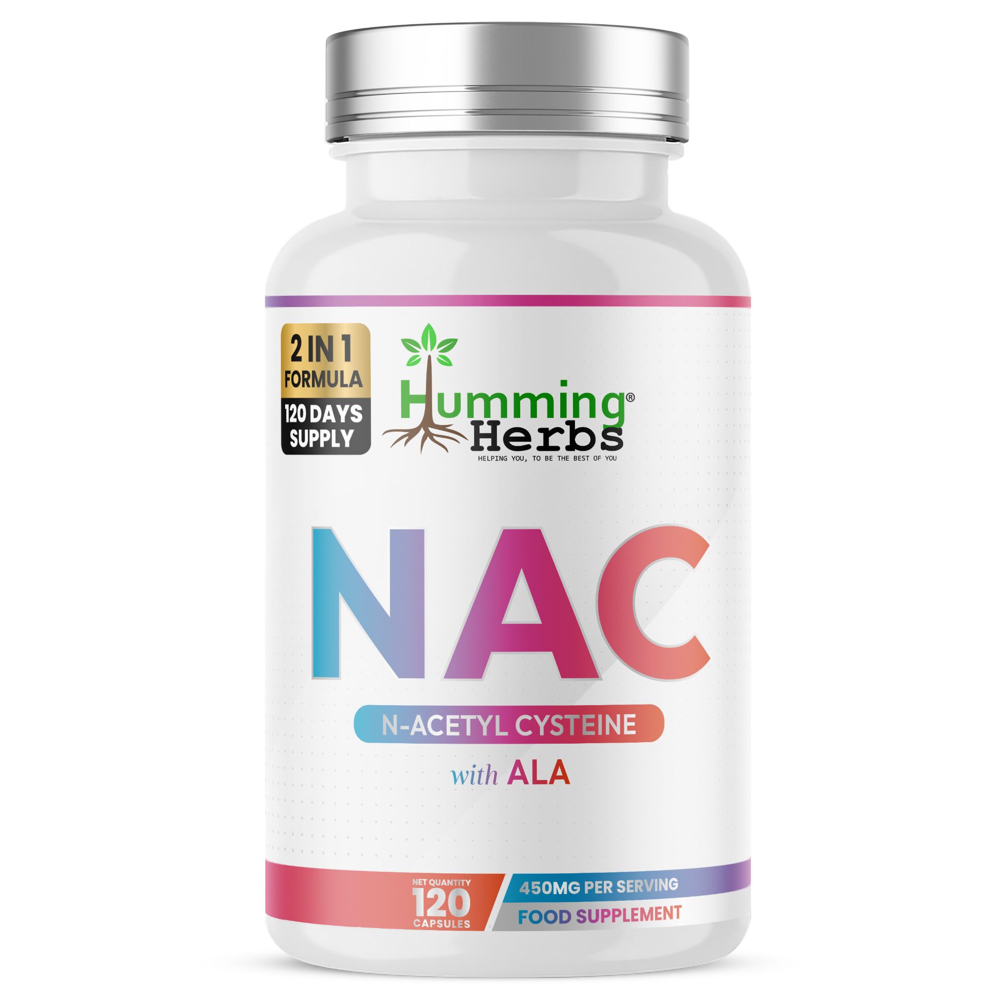 Picture of Humming Herbs NAC 400mg with ALA 50mg Capsules — 120 Count