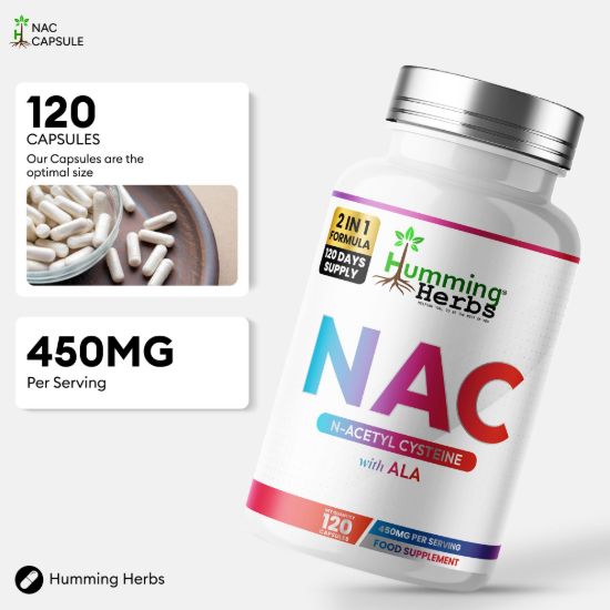 Picture of Humming Herbs NAC 400mg with ALA 50mg Capsules — 120 Count