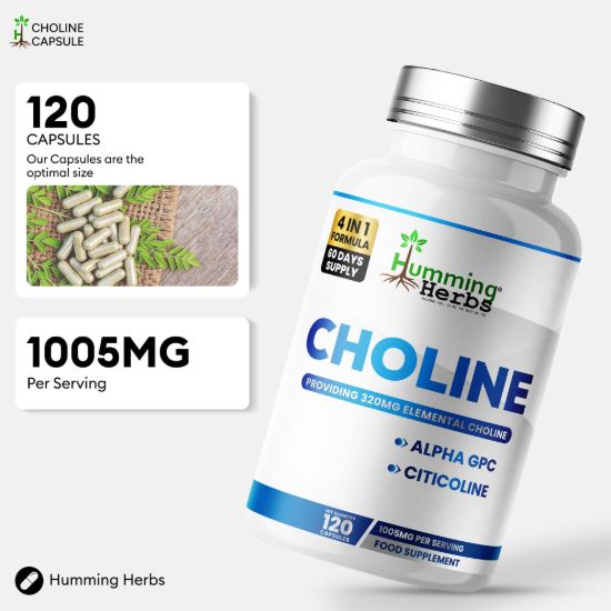 Picture of Humming Herbs Choline Capsules Alpha GPC & Citicoline