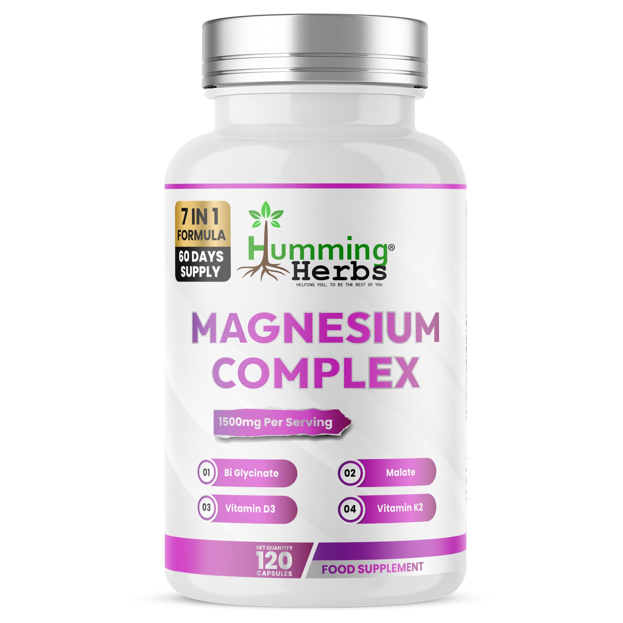 Picture of Humming Herbs Magnesium Complex 120 Capsules | 7-in-1