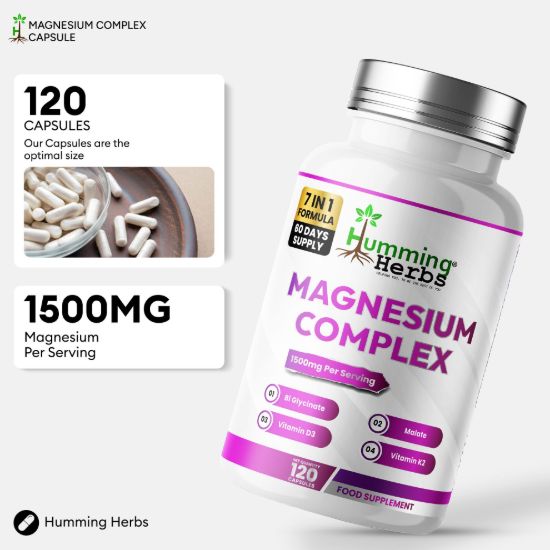 Picture of Humming Herbs Magnesium Complex 120 Capsules | 7-in-1