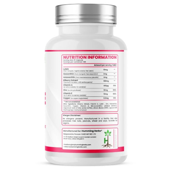 Picture of Humming Herbs Eye Care Capsules – 8-in-1 Formula | 120 Capsules