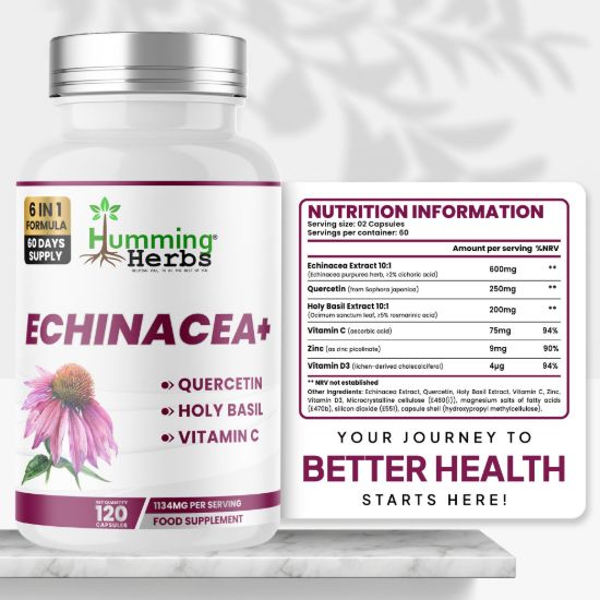 Picture of Humming Herbs Echinacea+ Capsules | 6-in-1 Formula | 120 Capsules