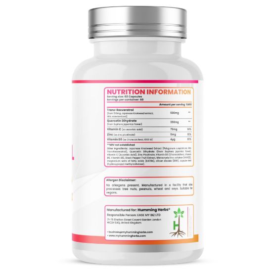 Picture of Humming Herbs Resveratrol 500mg – 5-in-1 Formula | 120 Capsules