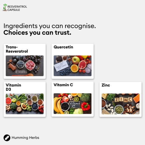 Picture of Humming Herbs Resveratrol 500mg – 5-in-1 Formula | 120 Capsules