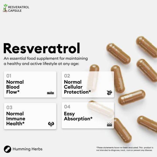 Picture of Humming Herbs Resveratrol 500mg – 5-in-1 Formula | 120 Capsules