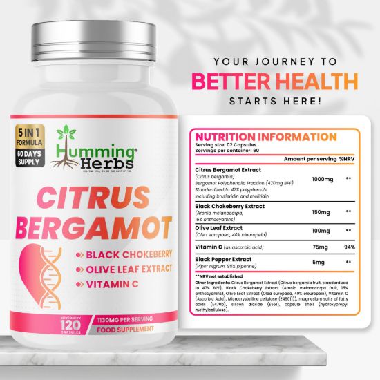 Picture of Humming Herbs Citrus Bergamot Capsules 120 — 5-in-1 Formula