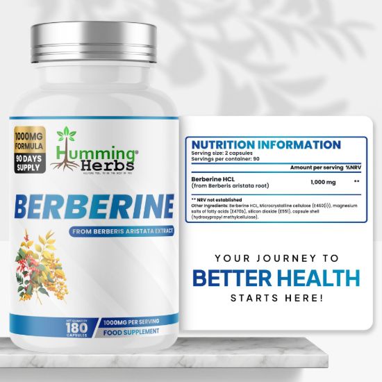 Picture of Humming Herbs Berberine 1000mg Capsules | 180 Capsules