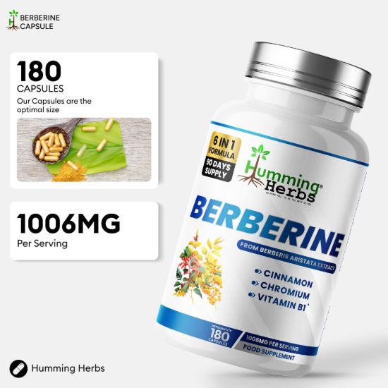 Picture of Humming Herbs Berberine 6-in-1 Formula – 180 Capsules