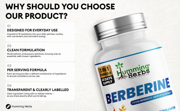 Humming Herbs Berberine 3-in-1 Capsules | 180 Capsules