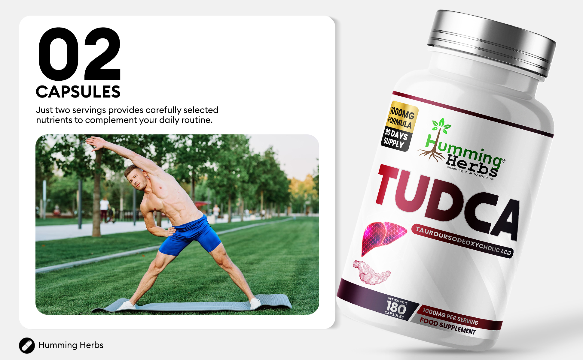 TUDCA taken as two capsules a day as part of a routine