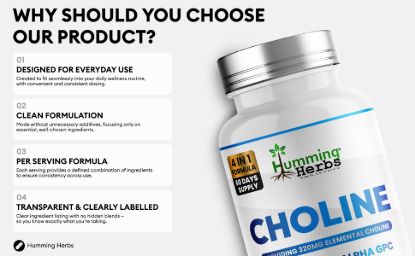 Picture of Humming Herbs Choline Capsules Alpha GPC & Citicoline