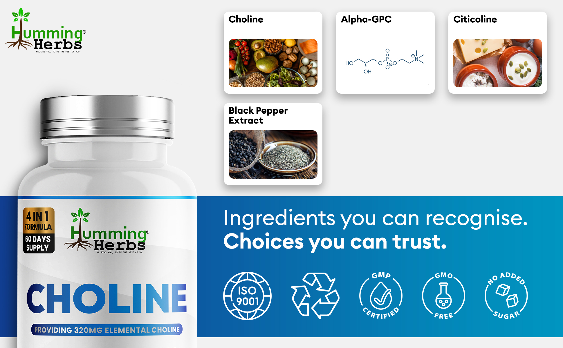 Why choose Humming Herbs Choline: everyday use, clean formulation, transparent labelling