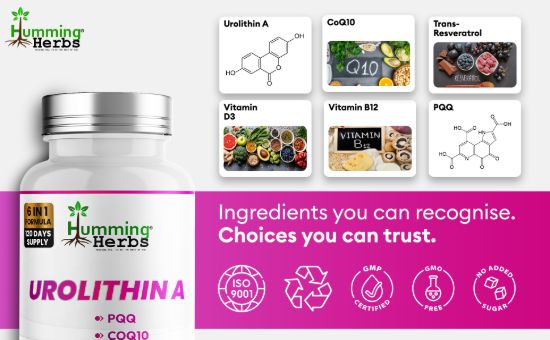 Picture of Humming Herbs Urolithin A Capsules – 6-in-1 Formula, 120 Capsules