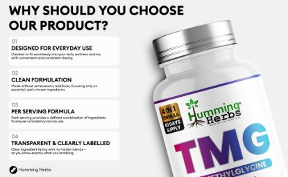 Picture of Humming Herbs TMG Trimethylglycine Capsules 1500mg 120s