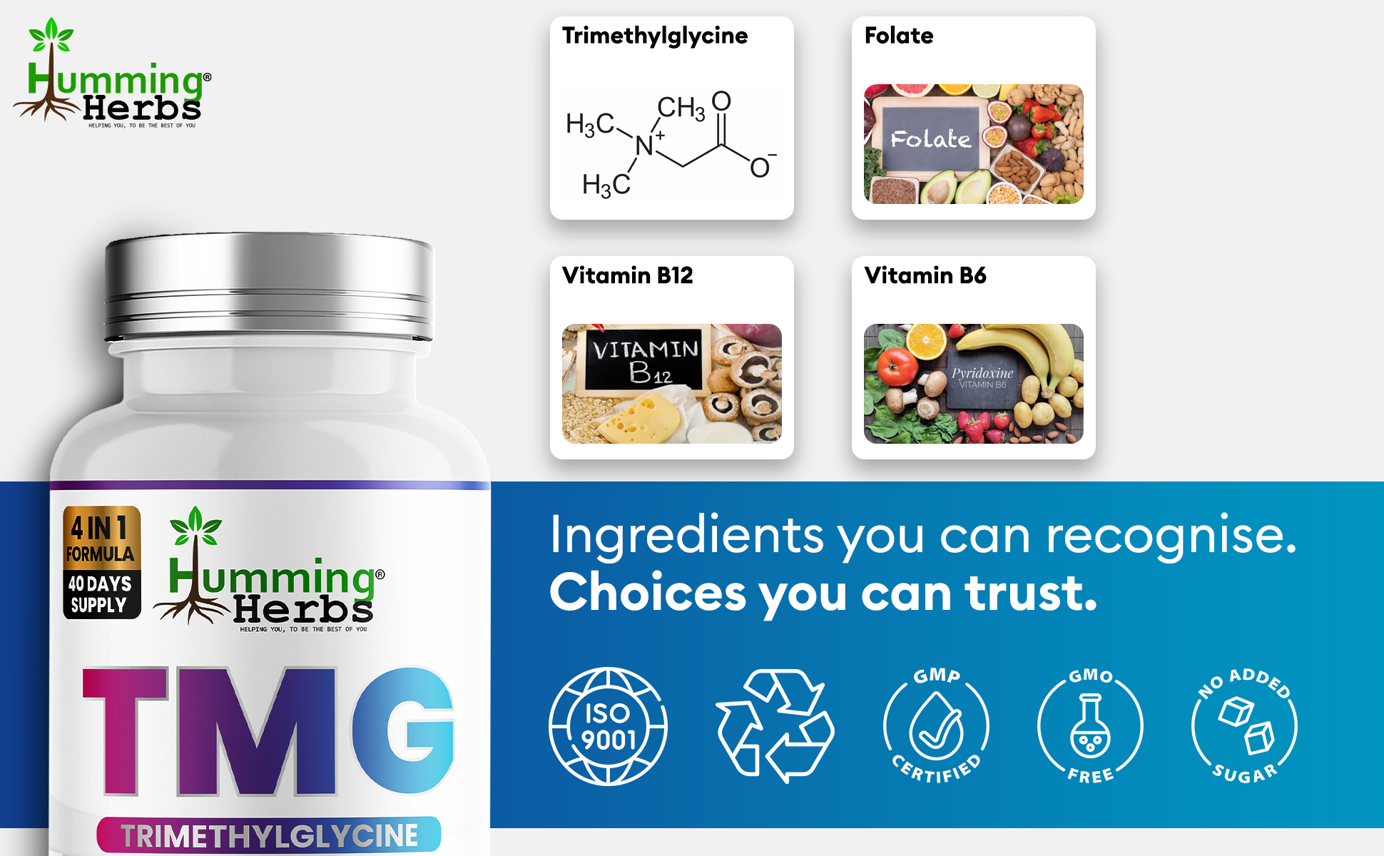 Why choose Humming Herbs TMG: everyday use, clean formulation, transparent labelling