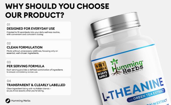 Picture of Humming Herbs L-Theanine Capsules 120 – 4-in-1 Formula