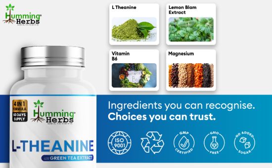 Picture of Humming Herbs L-Theanine Capsules 120 – 4-in-1 Formula