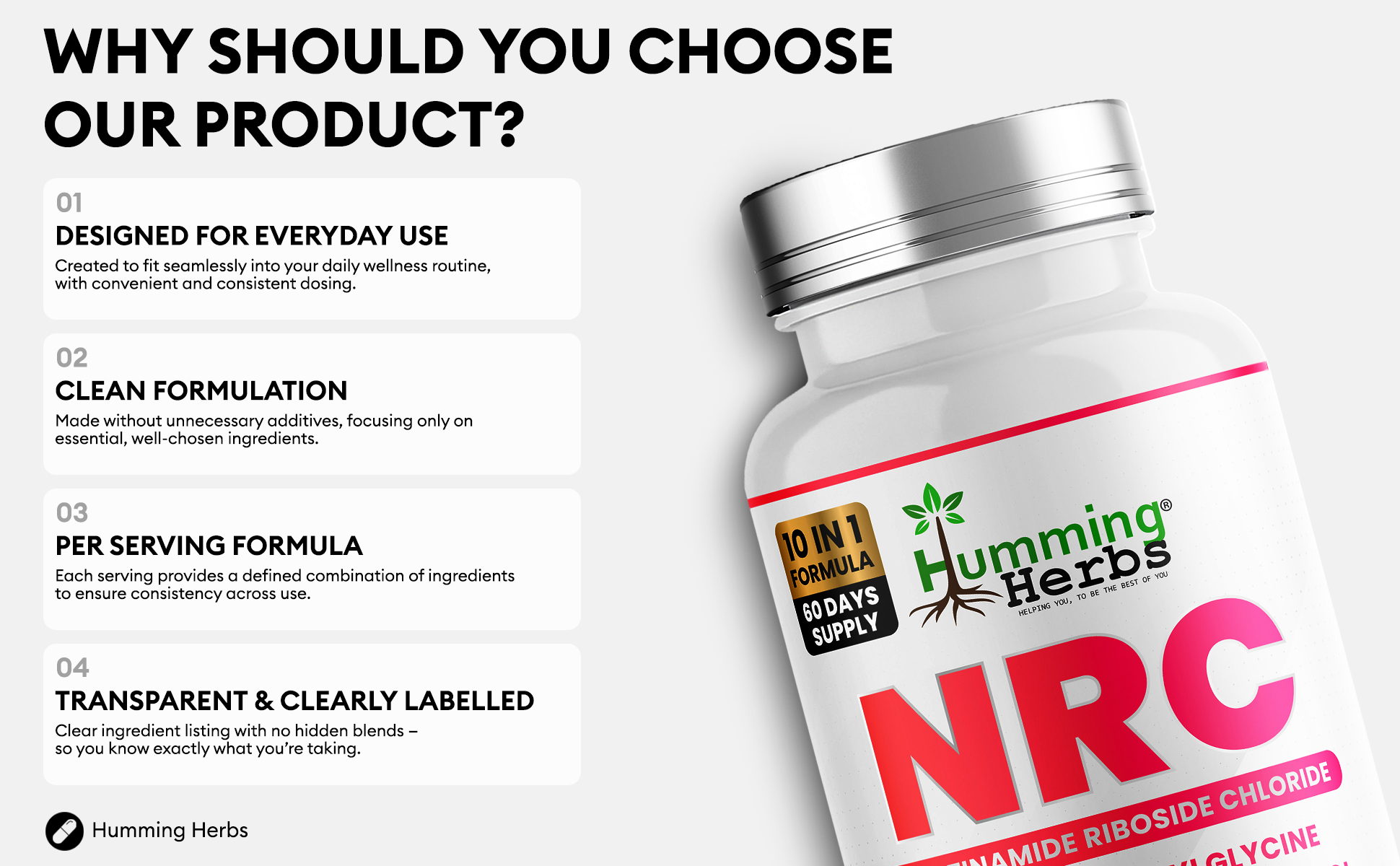 Humming Herbs NRC — Nicotinamide Riboside Chloride 10-in-1 formula