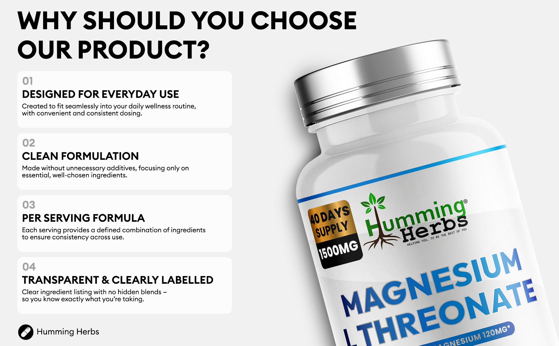Why choose Humming Herbs Magnesium L-Threonate