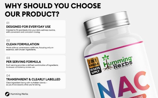 Picture of Humming Herbs NAC 400mg with ALA 50mg Capsules — 120 Count