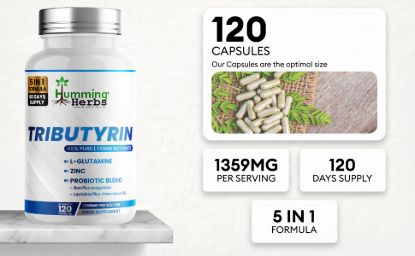 Picture of Humming Herbs Tributyrin Capsules 120 | 5-in-1 Formula